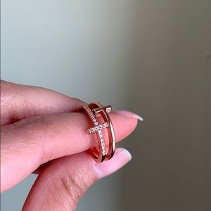 New cross ring - 18K Rose gold plated